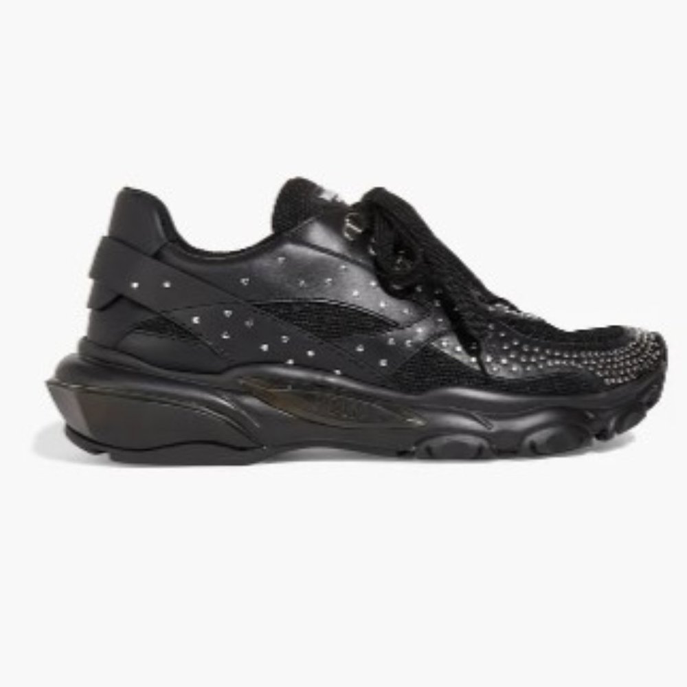 VALENTINO GARAVANI Studded leather and mesh sneakers sz 40.5 fits between 9-10